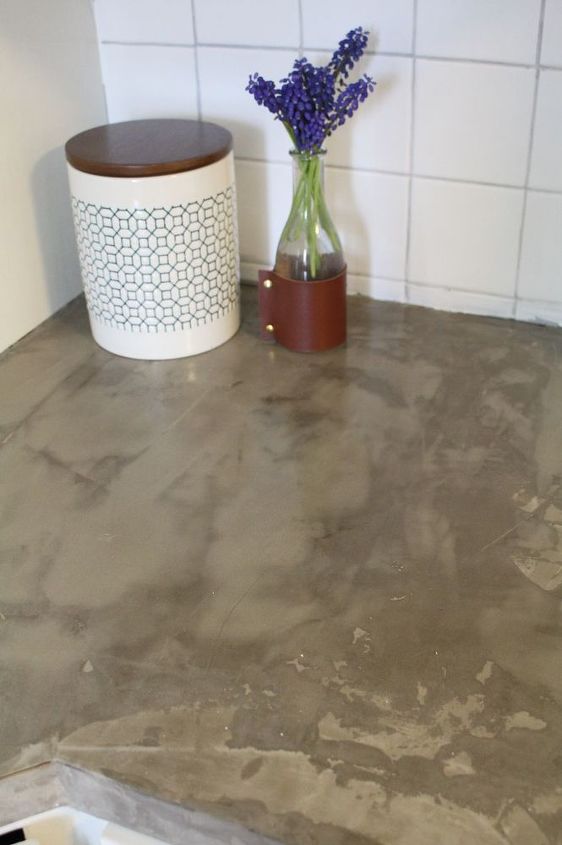 changing up an orange formica countertop with concrete, concrete masonry, countertops, kitchen design, Finished result