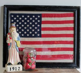 patriotic wall art framing vintage flags, crafts, patriotic decor ideas, seasonal holiday decor, wall decor