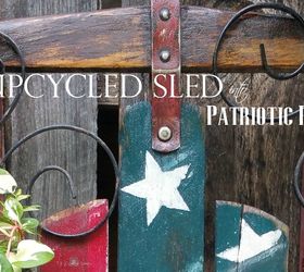 patriotic sled planter, container gardening, gardening, patriotic decor ideas, repurposing upcycling, seasonal holiday decor
