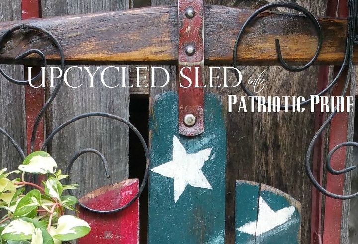 patriotic sled planter, container gardening, gardening, patriotic decor ideas, repurposing upcycling, seasonal holiday decor