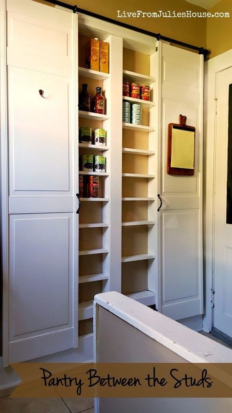 pantry between the studs, diy, kitchen design, organizing, shelving ideas, storage ideas, woodworking projects