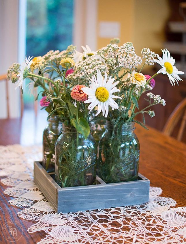 diy mason jar centerpiece tray, home decor, mason jars, woodworking projects