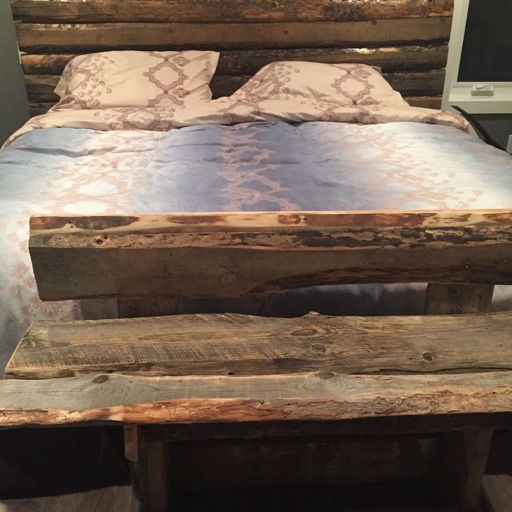 rustic king size bed yes please , bedroom ideas, rustic furniture, woodworking projects, I LOVE my bedroom now