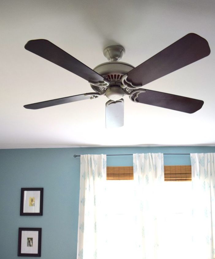 13 ways to upgrade your boring ceiling fan on a budget, Paint the blades dark to contrast the ceiling