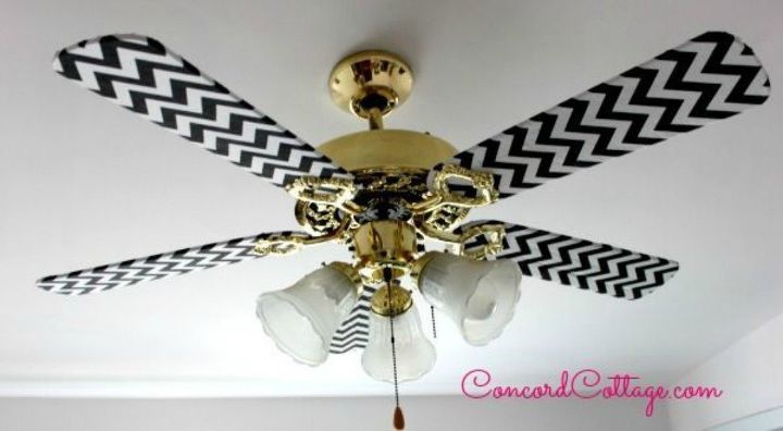 13 ways to upgrade your boring ceiling fan on a budget, Cover the fan blades in fun fabric