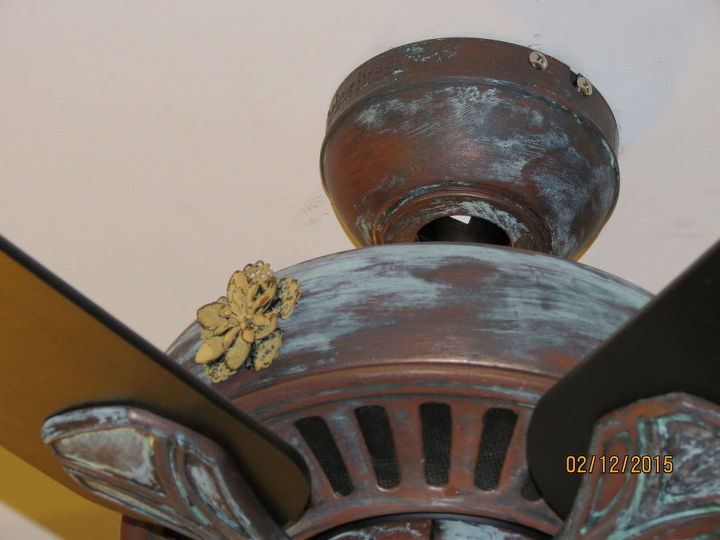 13 ways to upgrade your boring ceiling fan on a budget, Add an artistic aged metal effect