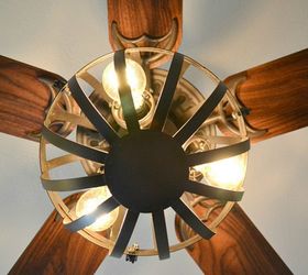 13 ways to upgrade your boring ceiling fan on a budget, Use a hanging planter as an industrial shade