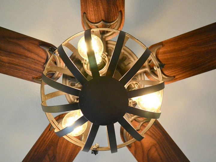 13 ways to upgrade your boring ceiling fan on a budget, Use a hanging planter as an industrial shade