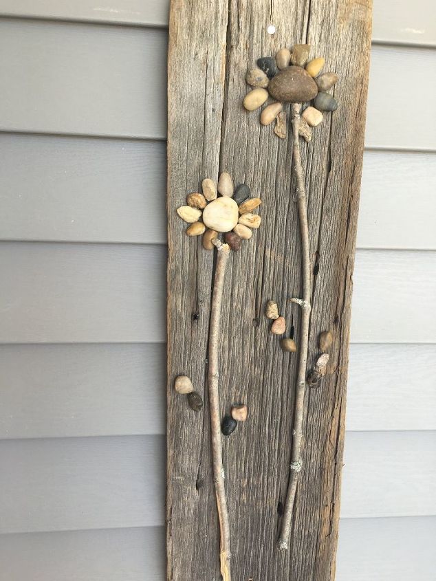 rock flower art, crafts, how to, wall decor