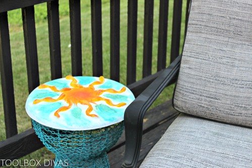 diy concrete side table top, concrete masonry, diy, outdoor furniture, outdoor living, painted furniture, repurposing upcycling