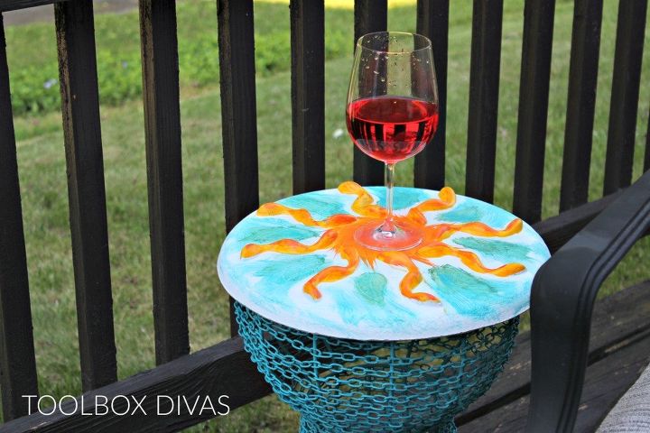 diy concrete side table top, concrete masonry, diy, outdoor furniture, outdoor living, painted furniture, repurposing upcycling