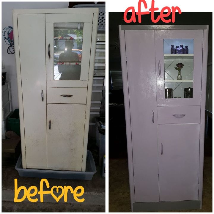 Vintage Metal Utility Pantry Cabinet Gets Madeover Hometalk