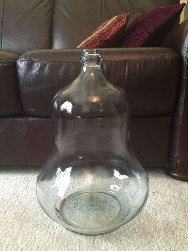 q where to find more info about crisa glass bottles, home decor, home decor dilemma, Crisa glass bottle 5 gallon bell shaped and light blue tinted