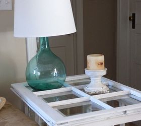 side table made from old windows, painted furniture