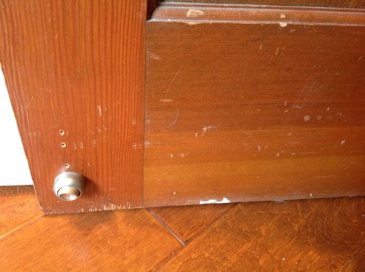 easy way to spiff up good wood doors, Bottom of door
