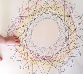 giant diy spirograph art, The baby tried to get in on the action