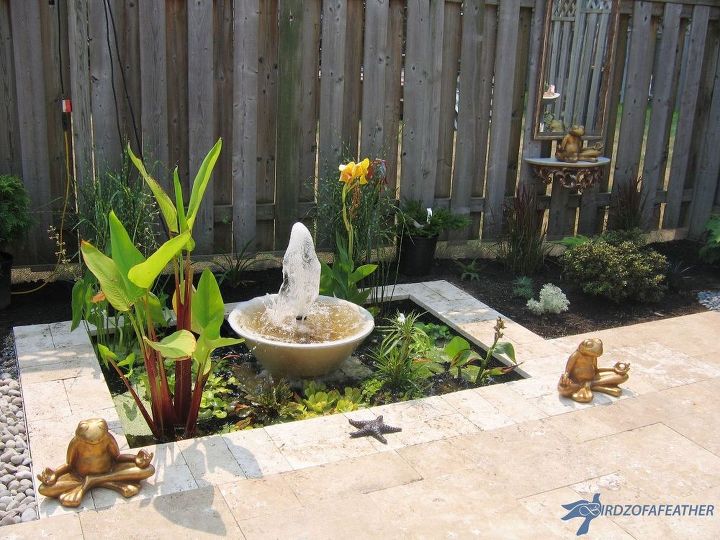 espera qu hicieron en su patio, Convierte un revestimiento de pl stico en un peque o estanque zen
