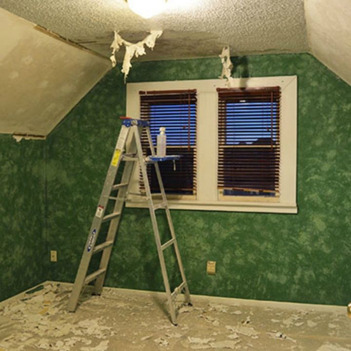 s 11 updates to try yourself before calling a home repair man, home decor, home maintenance repairs, Scrape away that ugly popcorn ceiling