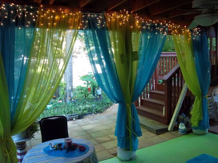 s 16 unexpected ways to use christmas lights this summer, christmas decorations, home decor, lighting, repurposing upcycling, Use strings to light under decks and patios