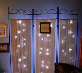 s 16 unexpected ways to use christmas lights this summer, christmas decorations, home decor, lighting, repurposing upcycling, Add lights to a room divider for more charm
