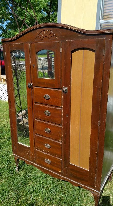 chifforobe refinished, chalk paint, painted furniture