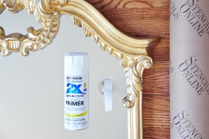 diy mirror makeover stencil your favorite quote on a mirror, crafts, how to, painted furniture