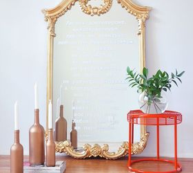 diy mirror makeover stencil your favorite quote on a mirror, crafts, how to, painted furniture