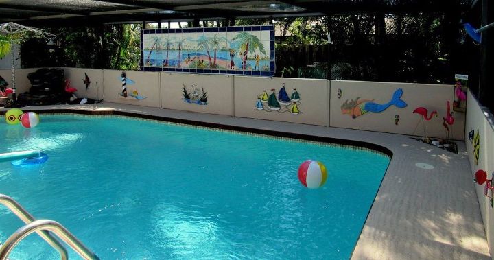 s wow 11 dreamy ideas for people who have backyard pools, outdoor living, pool designs, Decorate surrounding walls with wood cut outs