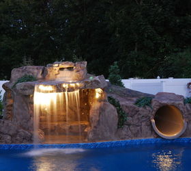 s wow 11 dreamy ideas for people who have backyard pools, outdoor living, pool designs, Commission an awesome slide and grotto