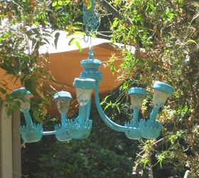 solar chandelier, go green, lighting, painted furniture, repurposing upcycling