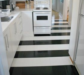 s here s how to totally transform your old floors on the cheap, flooring, how to, Lay vinyl tiles in wide stripes