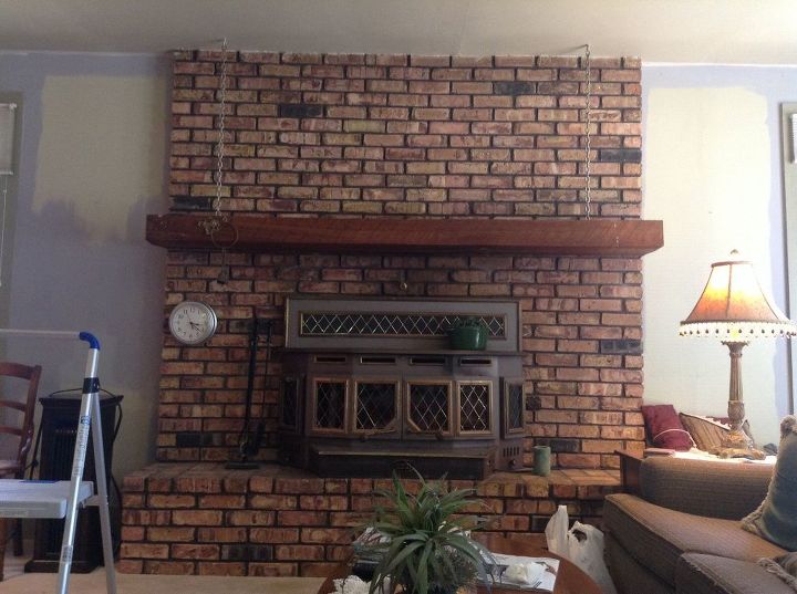 q how do i white wash my brick fireplace , fireplace makeovers, fireplaces mantels, painting, This is the fireplace I would like to whitewash I m planning on removing the insert