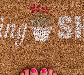 simple diy stenciled doormat, crafts, gardening, painting