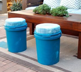 recycled paint can stools, crafts, outdoor furniture, repurposing upcycling, storage ideas