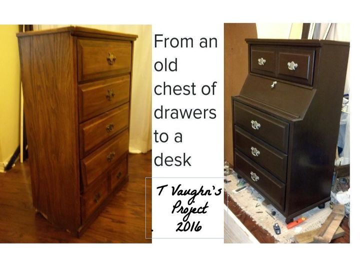 old chest of drawer recreated into a secretary desk, painted furniture, repurpose household items, tools, woodworking projects