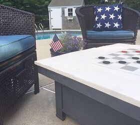 fire pit cover and game table, crafts, how to, outdoor furniture, outdoor living, painted furniture