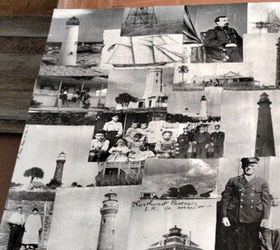 diy lighthouse photo collage bookshelf, decoupage, how to, repurposing upcycling, shelving ideas