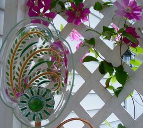 more of my glass floral garden art , crafts, gardening