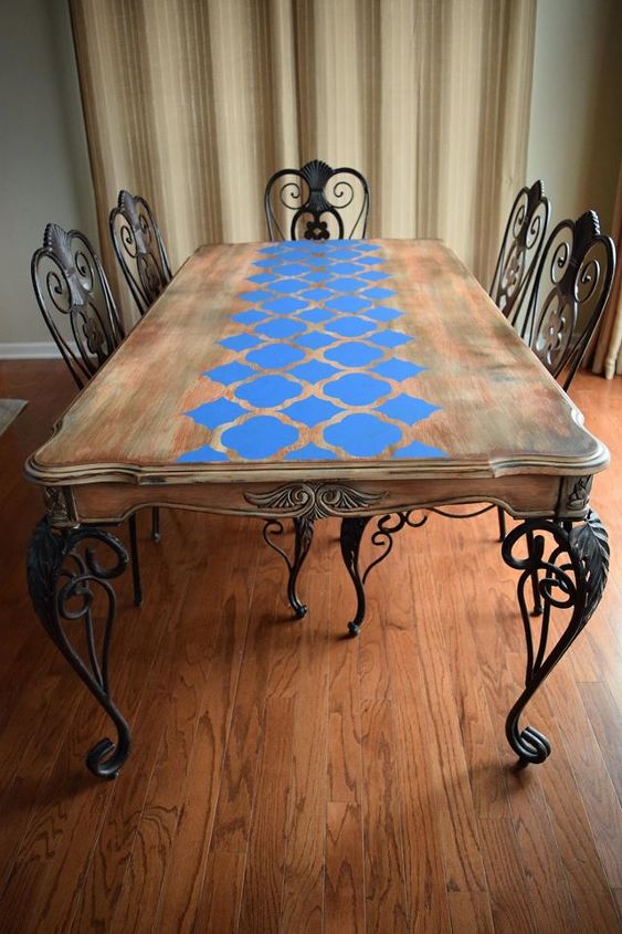 furniture stencils can revive an old table, diy, home decor, painted furniture, painting