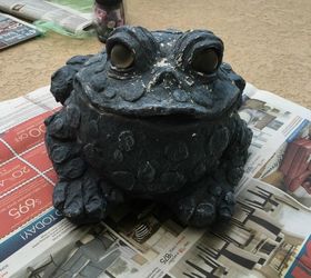 update old lawn ornaments with paint, crafts, outdoor living, painting, Plaster toad worse for wear