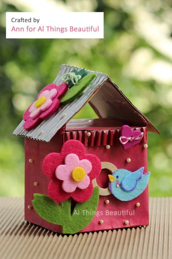 decorative birdhouses using tetra pak cartons, crafts, home decor, repurposing upcycling, seasonal holiday decor, Repurposed Tetra Pak