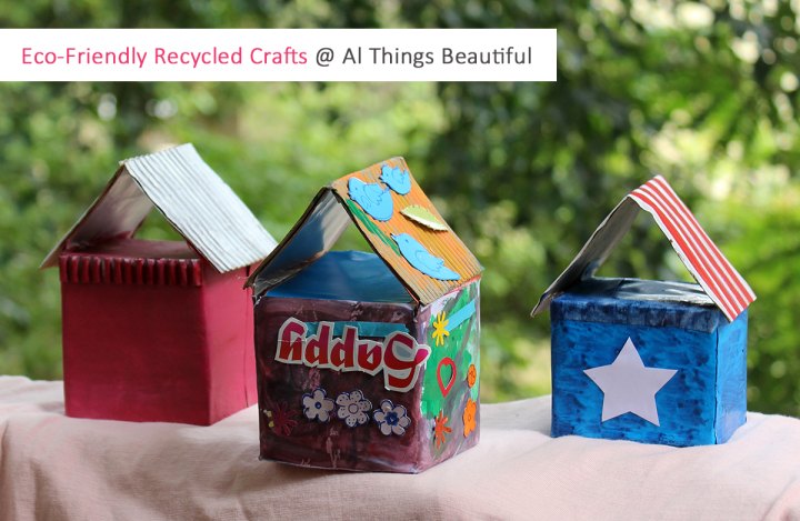 decorative birdhouses using tetra pak cartons, crafts, home decor, repurposing upcycling, seasonal holiday decor