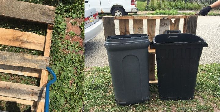 armazenamento de latas de lixo ao ar livre de paletes