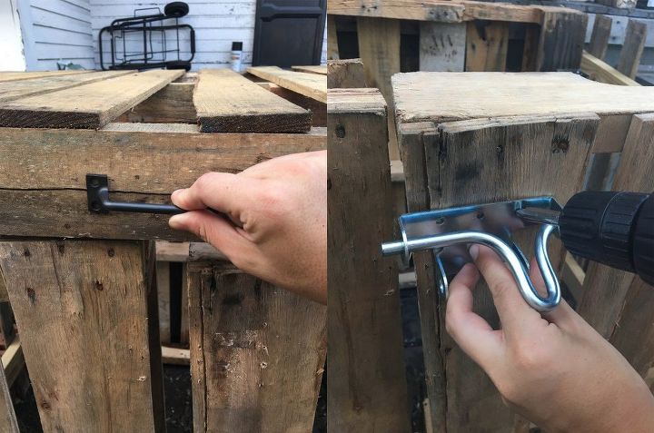 outdoor garbage can storage from pallets