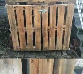 outdoor garbage can storage from pallets
