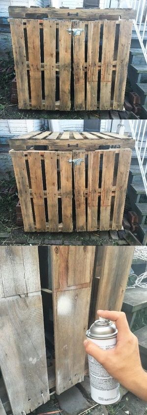 outdoor garbage can storage from pallets