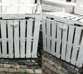 outdoor garbage can storage from pallets
