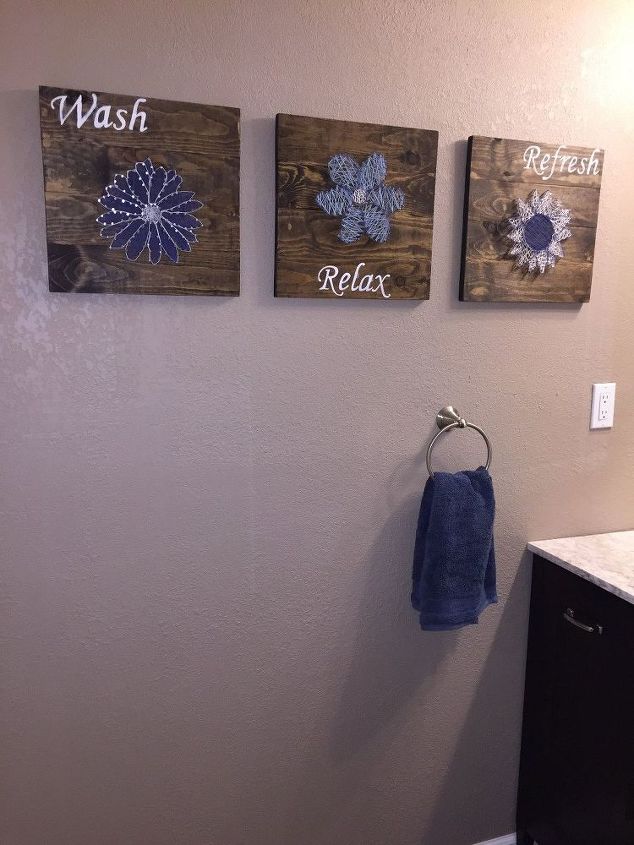 DIY Bathroom Wall Art - String Art to Add a Pop of Color