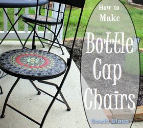 bottle cap mosaic chairs, crafts, outdoor furniture, painted furniture, repurposing upcycling, tiling