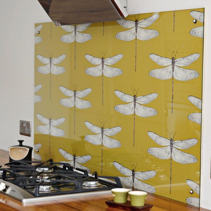 diy splashback with wallpaper, kitchen backsplash, kitchen design, wall decor